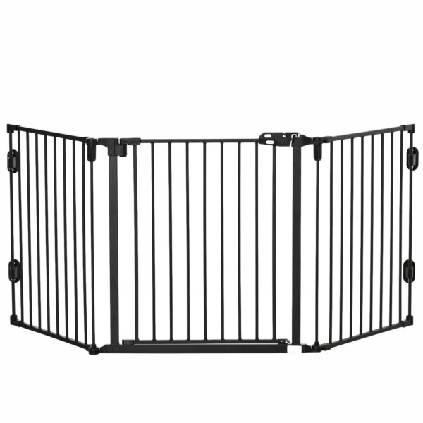 EasyComfort opvouwbaar stalen hondenhek 202.5x2x76 cm zwart