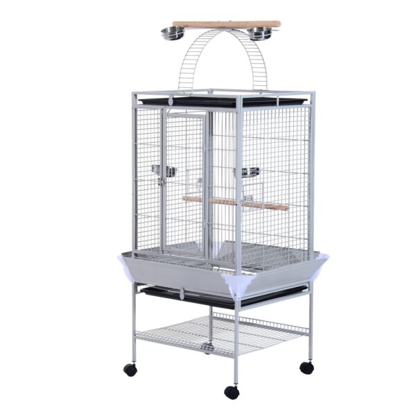 EASYCOMFORT volière met wielen, 161.5 cm, stalen voerbakken en houten zitstokken