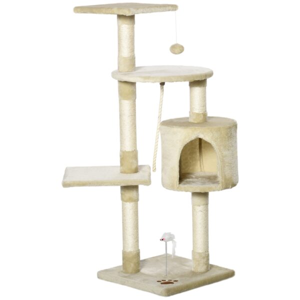 EASYCOMFORT krabpaal met hut, bal en sisaltouw 75x40x112 cm, beige