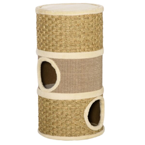 EASYCOMFORT Kattenhuis krabpaal 3-niches met sisal- en zeewiertouw