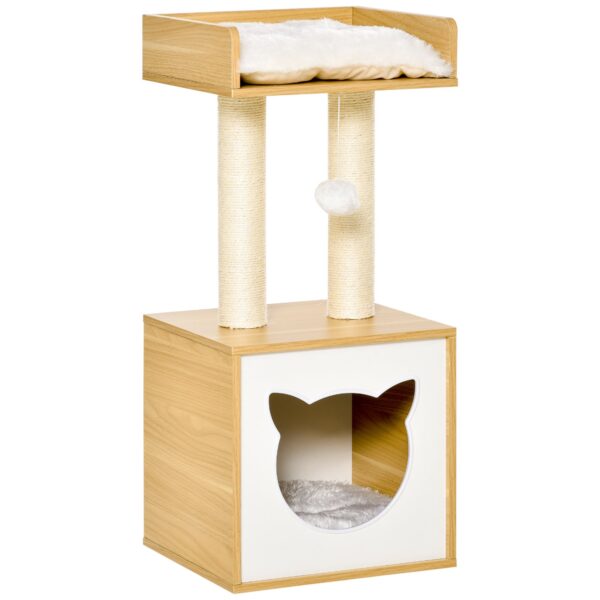 EasyComfort kattenhuis met krabpalen 35x35x81 cm - eiken