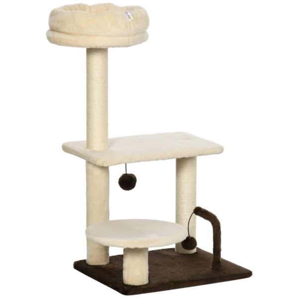 EasyComfort Krabpaal 44x38x74 cm met sisal, ligbed en speelballen