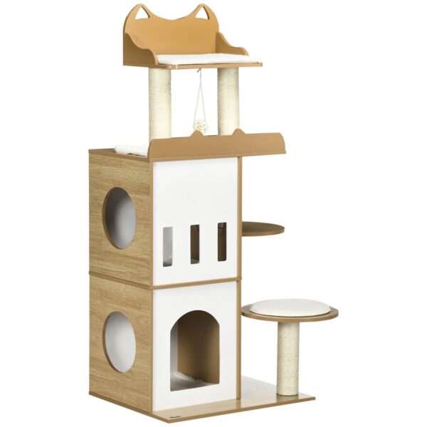 EasyComfort MDF krabpaal met 2 huisjes, 60x48x133 cm