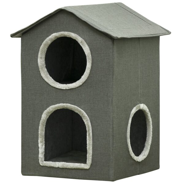 EasyComfort kattenhuis twee niveaus met wasbare kussens 42x46x59.5 cm, grijs