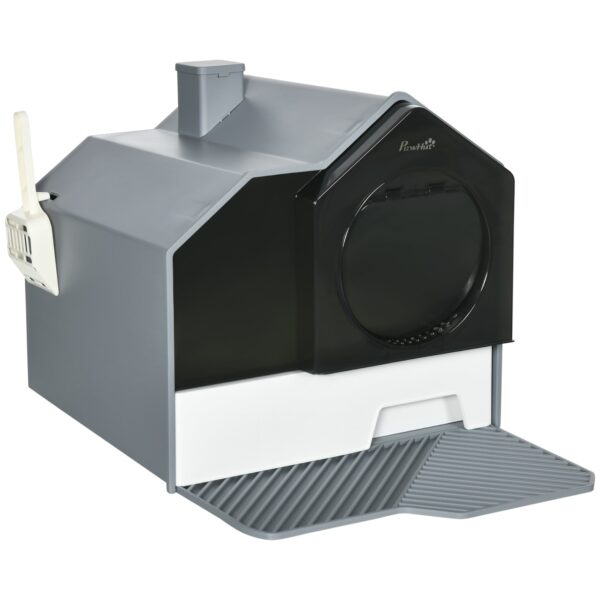 EasyComfort gesloten kattenbak met uitneembare lade, mat en schep, 47x45x42 cm