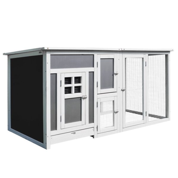 EasyComfort kippenhok met waterdicht dak en ren 160x75x80 cm grijs/wit