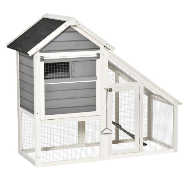 EasyComfort konijnenhok met buitenren en oploopplank 140x65x120 cm grijs