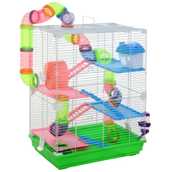 EasyComfort hamsterkooi 5-laags met handvat en buizen 46x30x58 cm