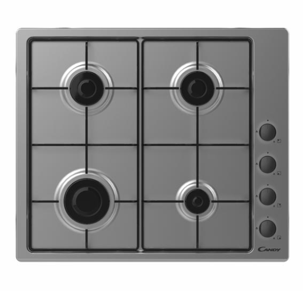 Candy CHW6LBX gaskookplaat 4-pits 59, 5 cm roestvrij staal