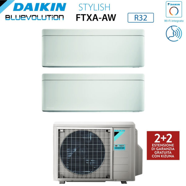 Daikin Stylish White dual-split airconditioner 9.000+12.000 BTU (3MXM52N) R-32 Wi‑Fi