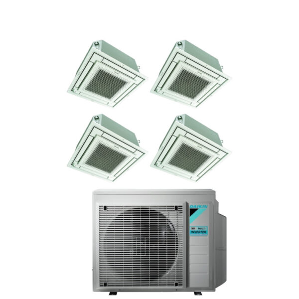 Daikin Bluevolution FFA-A 4MXM80N split cassette airconditioner 9000+9000+12000+12000 R-32, wit rooster, Wi‑Fi optioneel