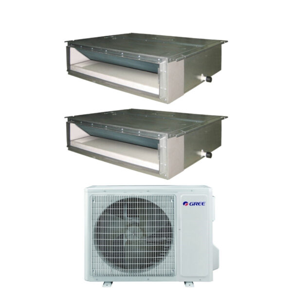 Gree GWHD(24)NK6OO dual-split kanaalairconditioner 9.000+12.000 BTU (R32)