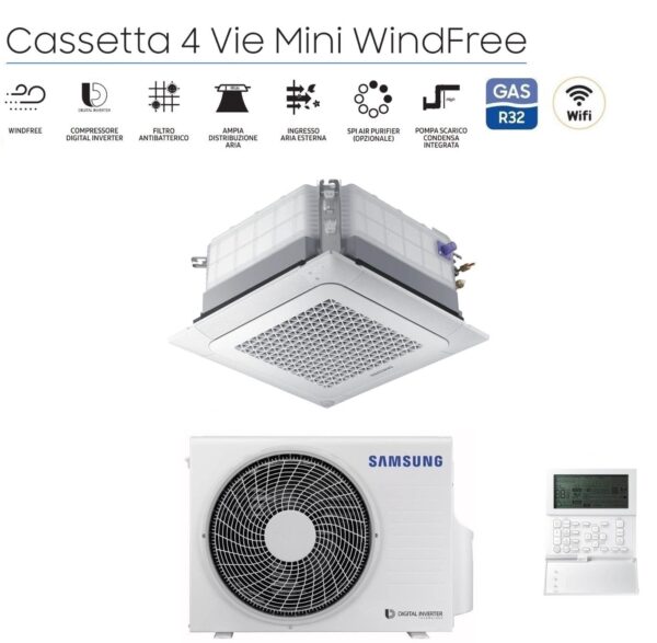 Samsung AC035RNNDKG cassette airconditioner 4-weg WindFree 12.000 BTU R-32