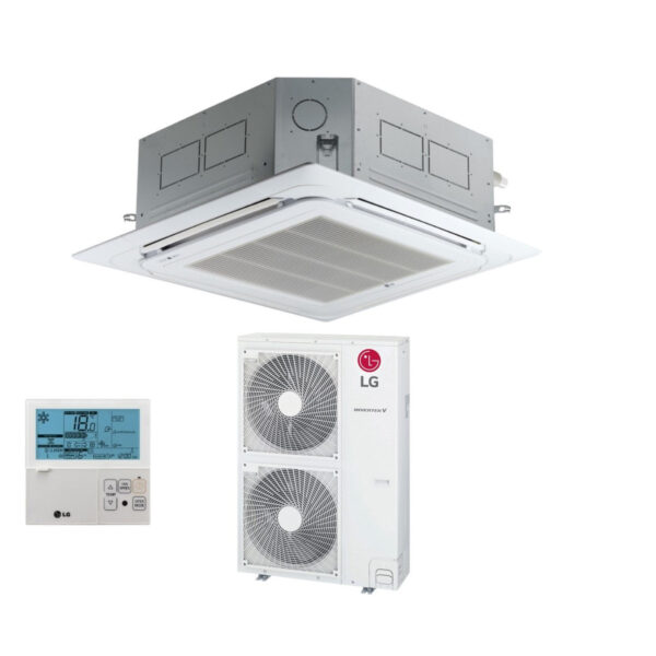 LG UT36F cassette airconditioner 4-weg 36000 BTU R32 met bedrade bediening en paneel