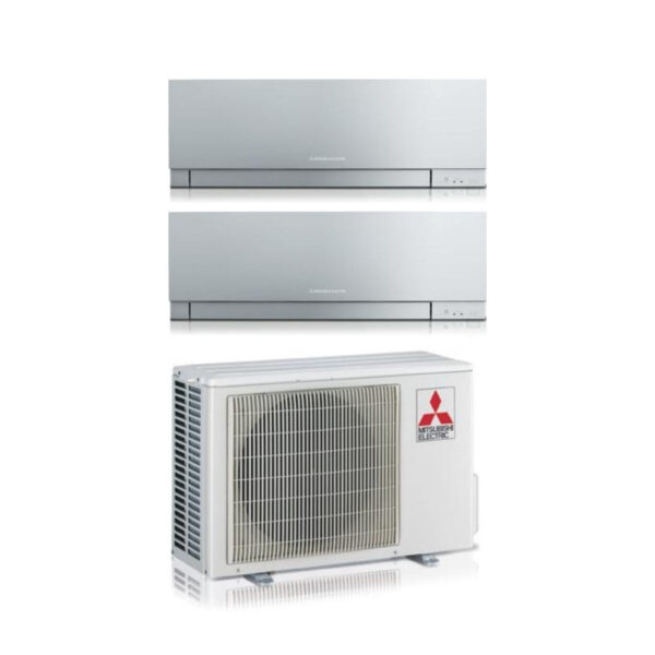 Mitsubishi Electric MSZ‑EF 7+9 dual‑split airconditioner 7000+9000 Btu (MXZ‑2F53VF2/3, R32, zilver, Wi‑Fi)