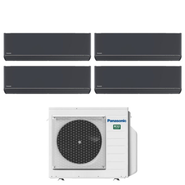 Panasonic Etherea Dark quad-split airconditioner 7+9+9+9 (CU-4Z68TBE) R-32 Wi‑Fi Grafietgrijs