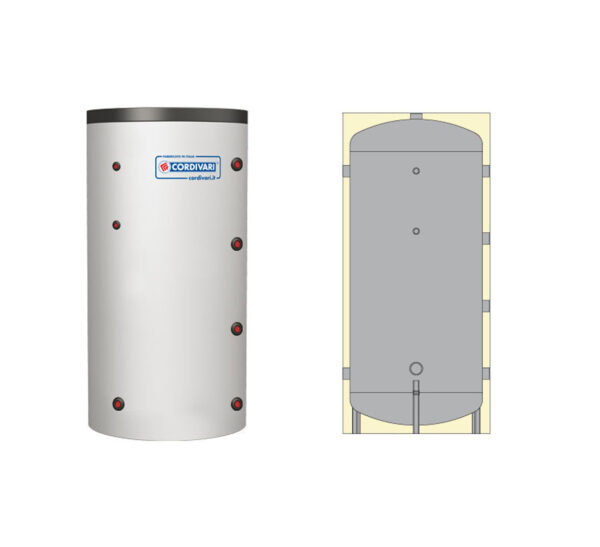 Cordivari Volano Termico PDC warmtebuffer 180 L wandmodel