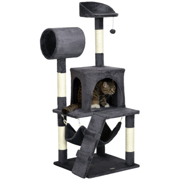 EasyComfort krabpaal met huisje, hangmat en tunnel 48x48x125 cm