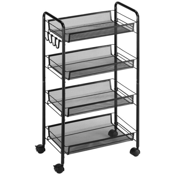 EasyComfort keukentrolley 4 niveaus 45x26.5x84 cm - zwart
