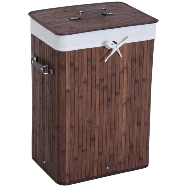 EasyComfort bamboe wasmand met deksel 40x30x60 cm bruin