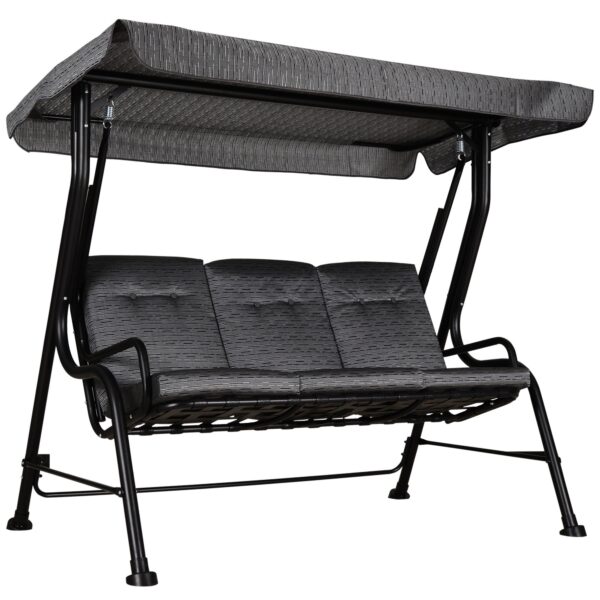 EASYCOMFORT schommelbank 3-persoons met verstelbaar dak, 200x120x170 cm, zwart