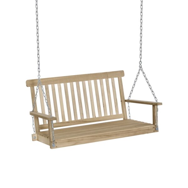 EASYCOMFORT Hangbank 2-persoons, vurenhout met metalen kettingen, naturel 119x65x61 cm