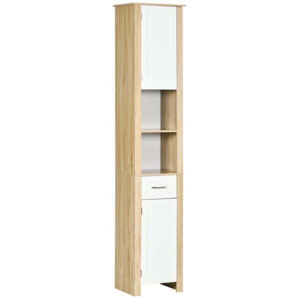 EasyComfort hoge badkamerkast 37x30x184 cm - wit/natuurlijk