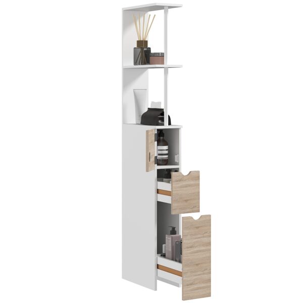 EasyComfort Badkamerkolomkast 15x33x136 cm (MDF), houtkleur/wit