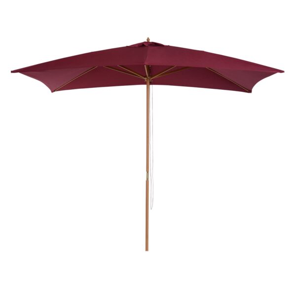 EasyComfort parasol 2 x 3 m waterdicht, 8 ribben, hout/bamboe - bordeaux