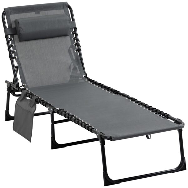 EasyComfort Sdraio da Giardino Pieghevole - Opvouwbare tuinligstoel 185x58x30 cm, grijs