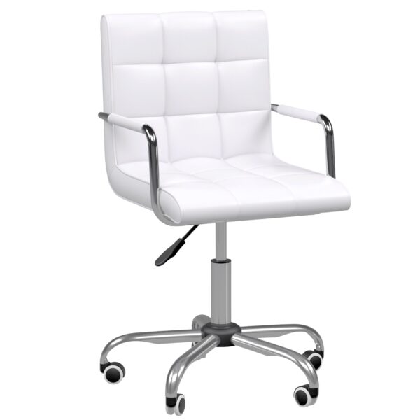 EasyComfort bureaustoel wit (PU) met 5 wielen, verstelbare zithoogte 50.5-64.5 cm