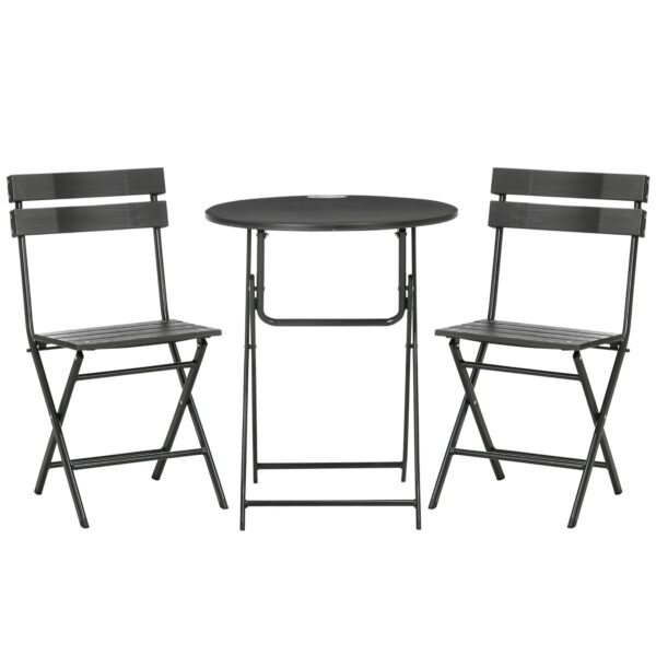 EasyComfort 3-delige tuinset met inklapbare tafel en 2 stoelen - donkergrijs