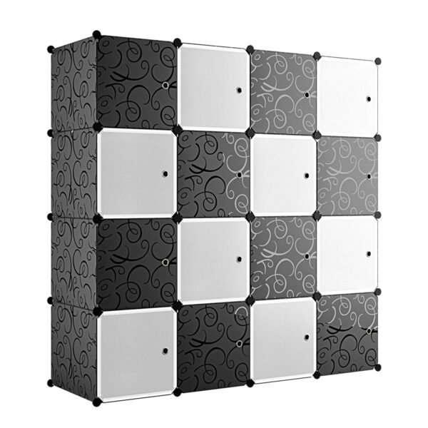 Le Stelle 16-modulenkast kunststof wit/zwart 146×146×47 cm
