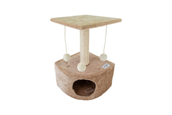 Le Stelle Krabpaal voor katten beige pluche met witte paal