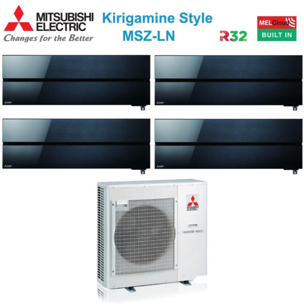 Mitsubishi Electric MXZ-4F72VF quad-split airconditioner 9000+9000+12000+12000 (MSZ-LN, onyx black)