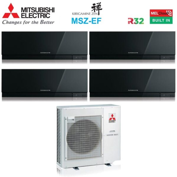 Mitsubishi Electric Kirigamine Zen MSZ-EF quad-split airconditioner 4x12000 Btu (MXZ-4F80VF) zwart