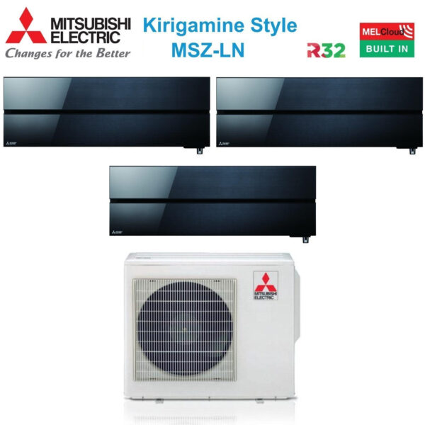 Mitsubishi Electric Kirigamine Style MSZ-LN Onyx Black tri-split airconditioner 9000+9000+12000